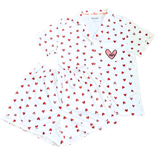 Love Letters sorority pajama set with Greek letter hearts by Duo Threads, sorority apparel - House of Me boutique Norman OK