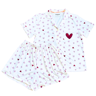 Love Letters sorority pajama set with Greek letter hearts by Duo Threads, sorority apparel - House of Me boutique Norman OK