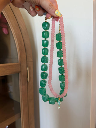 Sweet Catch Necklace styled on neck - House of Me boutique Norman OK