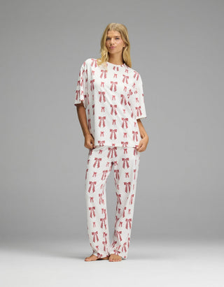 Women's First Layer Boyfriend Sleep Tee & Pajama Pant Set