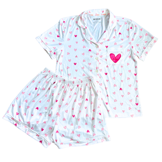 Love Letters sorority pajama set with Greek letter hearts by Duo Threads, sorority apparel - House of Me boutique Norman OK