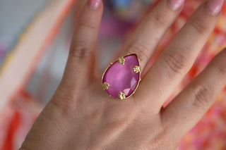 Adjustable Crystal Ring close-up view 10 - House of Me boutique Norman OK