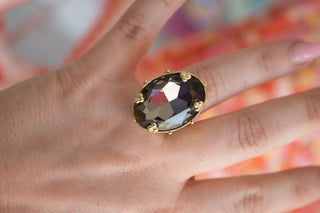 Adjustable Crystal Ring close-up view 12 - House of Me boutique Norman OK