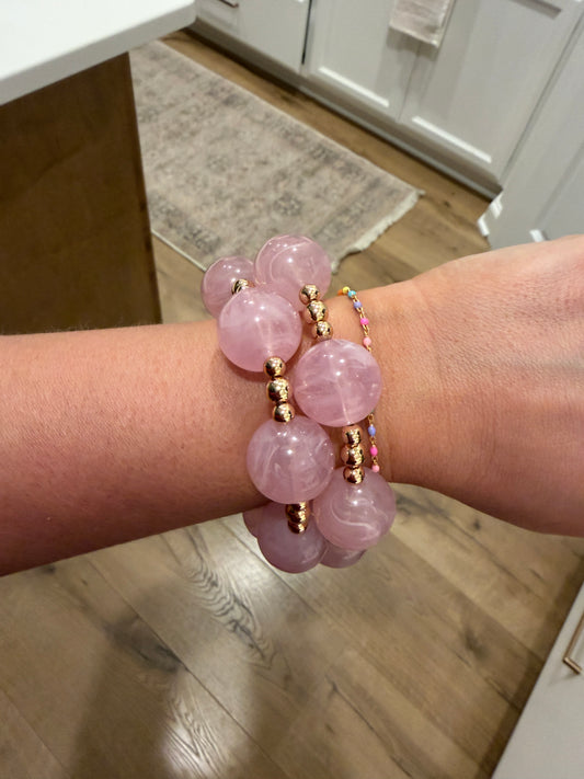The Coastal Beaded Bracelet Set – Pink