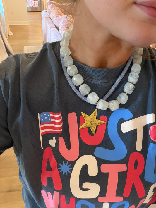 Cool Girl Beaded Necklace- White