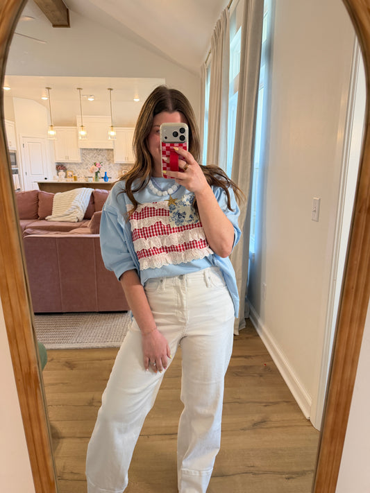 Betsy Flag Lace Patch Top