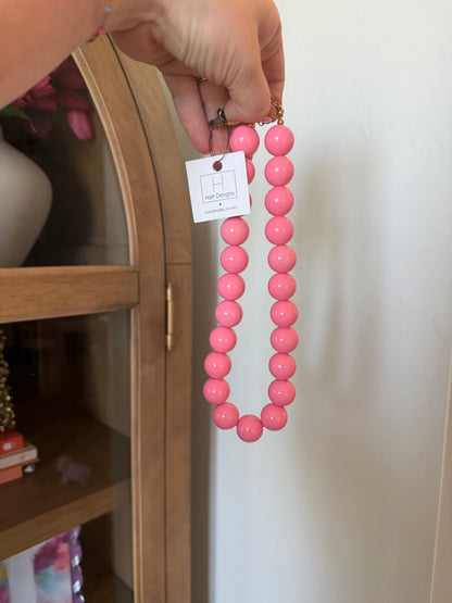 Statement Beaded Necklace- Pink