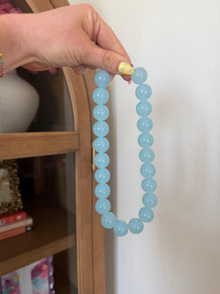 Statement Beaded Necklace Light Blue handmade beaded necklace Hart Designs - House of Me boutique Norman OK