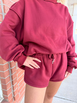 Burgundy Scuba Pull-On Shorts