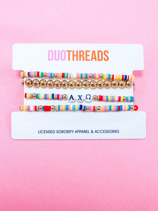 Miley sorority beaded bracelet stack with Greek letter beads by Duo Threads - House of Me boutique Norman OK