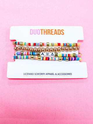 Miley sorority beaded bracelet stack with Greek letter beads by Duo Threads - House of Me boutique Norman OK
