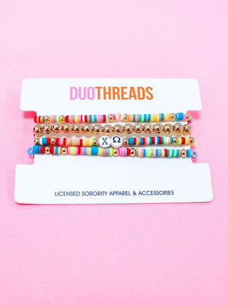 Miley sorority beaded bracelet stack with Greek letter beads by Duo Threads - House of Me boutique Norman OK