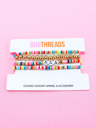 Miley sorority beaded bracelet stack with Greek letter beads by Duo Threads - House of Me boutique Norman OK