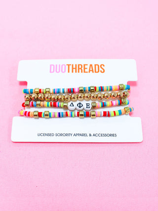 Miley sorority beaded bracelet stack with Greek letter beads by Duo Threads - House of Me boutique Norman OK