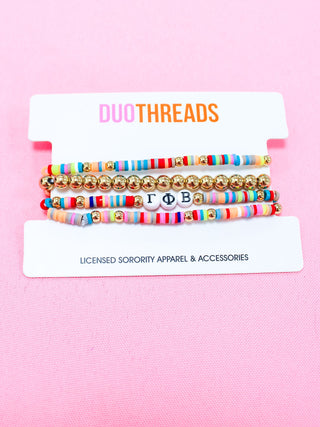 Miley sorority beaded bracelet stack with Greek letter beads by Duo Threads - House of Me boutique Norman OK