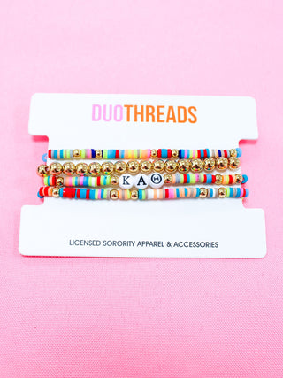 Miley sorority beaded bracelet stack with Greek letter beads by Duo Threads - House of Me boutique Norman OK
