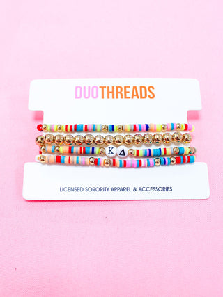 Miley sorority beaded bracelet stack with Greek letter beads by Duo Threads - House of Me boutique Norman OK