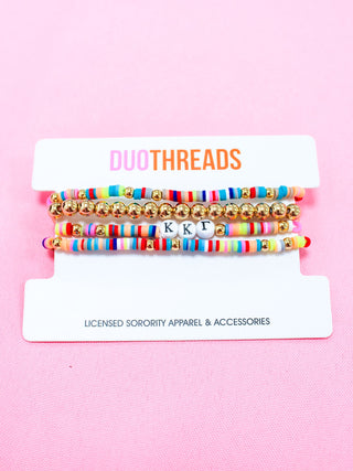 Miley sorority beaded bracelet stack with Greek letter beads by Duo Threads - House of Me boutique Norman OK