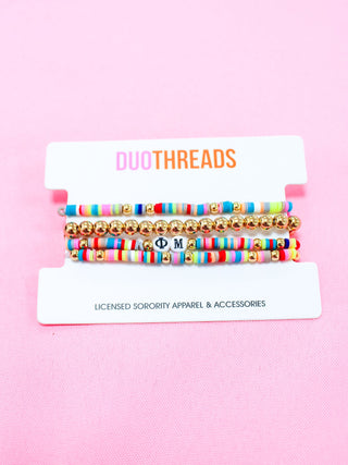 Miley sorority beaded bracelet stack with Greek letter beads by Duo Threads - House of Me boutique Norman OK