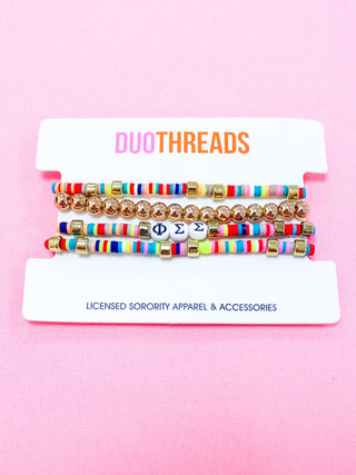 Miley sorority beaded bracelet stack with Greek letter beads by Duo Threads - House of Me boutique Norman OK