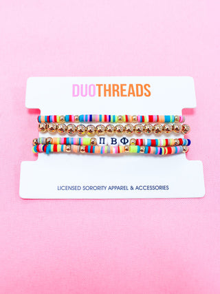 Miley sorority beaded bracelet stack with Greek letter beads by Duo Threads - House of Me boutique Norman OK