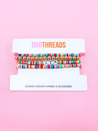 Miley sorority beaded bracelet stack with Greek letter beads by Duo Threads - House of Me boutique Norman OK