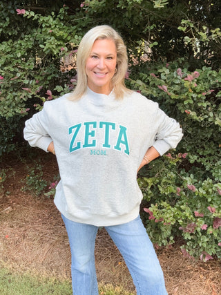 Campus sorority embroidered mock neck sweatshirt by Duo Threads, sorority apparel - House of Me boutique Norman OK