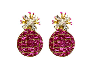 Pink disco ball earrings by Golden Lily - House of Me boutique Norman OK
