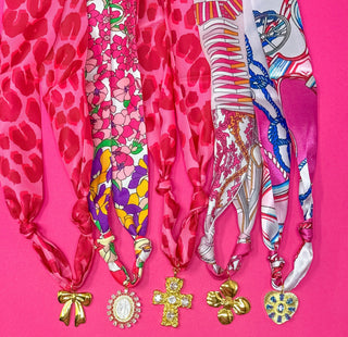 Pink scarf charm necklace by Golden Lily - House of Me boutique Norman OK