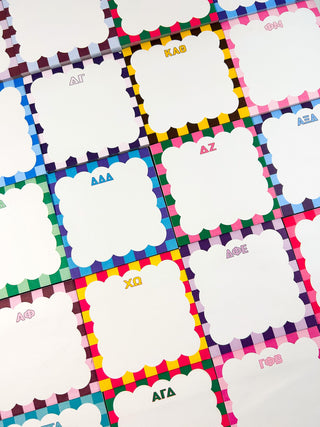 Scallop sorority sticky note cube with Greek letters by Duo Threads, sorority big little gift - House of Me boutique Norman OK