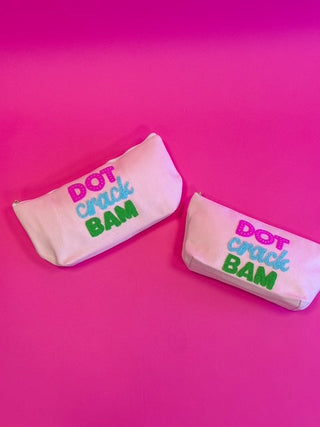 Pink dot crack bam mahjong tile bag by Golden Lily detail view - House of Me boutique Norman OK