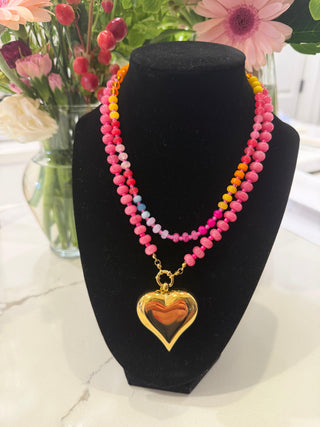 Golden Heart Necklace on model - House of Me boutique Norman OK