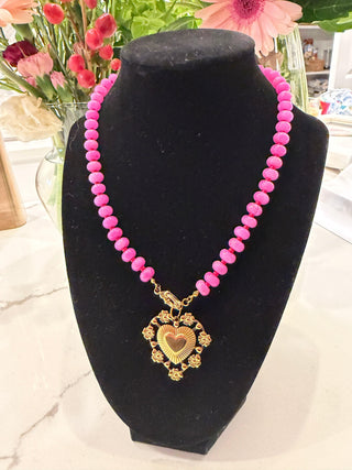 Vintage Heart Necklace feminine vintage charm beaded necklace Hart Designs - House of Me boutique Norman OK