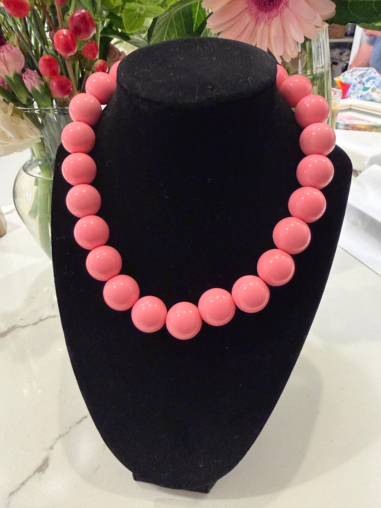 Statement Beaded Necklace- Pink