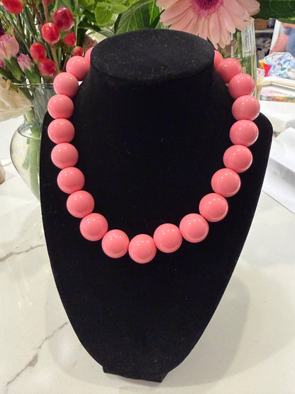 Statement Beaded Necklace- Pink