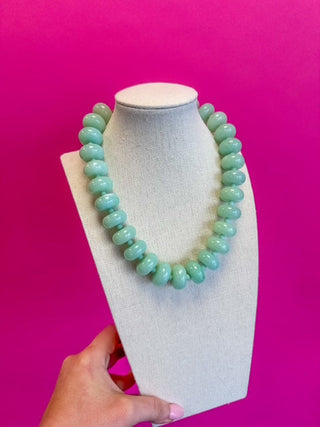 Mint circle bauble ball necklace by Golden Lily - House of Me boutique Norman OK