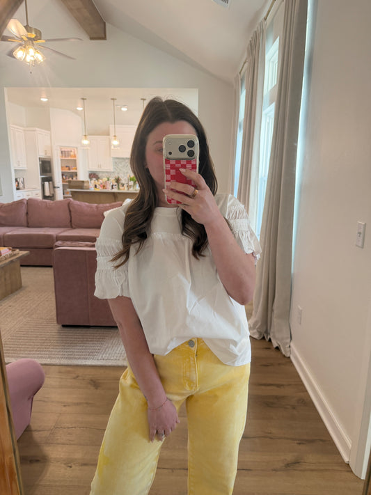 Harper Ruffle Top- White