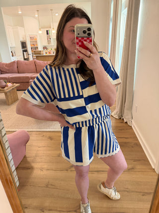 Weekend Stripe Shorts side view - House of Me boutique Norman OK