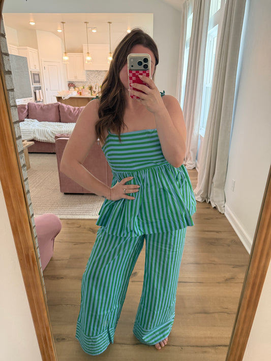 Sloane Striped Tie Strap Top