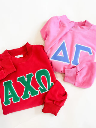 Classic twill sorority embroidered mock neck sweatshirt by Duo Threads, sorority apparel - House of Me boutique Norman OK