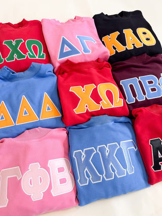 Classic twill sorority embroidered mock neck sweatshirt by Duo Threads, sorority apparel - House of Me boutique Norman OK