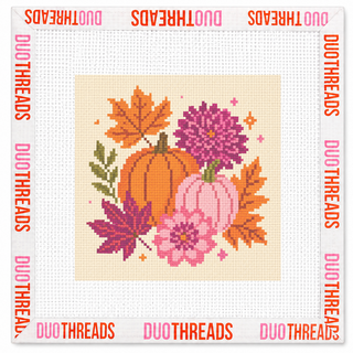 Pink and orange fall floral needlepoint canvas by Duo Threads - House of Me boutique Norman OK