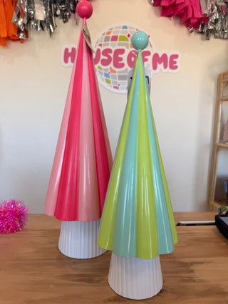 Round Top Collection green striped metal Christmas tree - House of Me boutique Norman OK