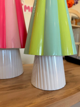 Round Top Collection green striped Christmas tree styled view - House of Me boutique Norman OK