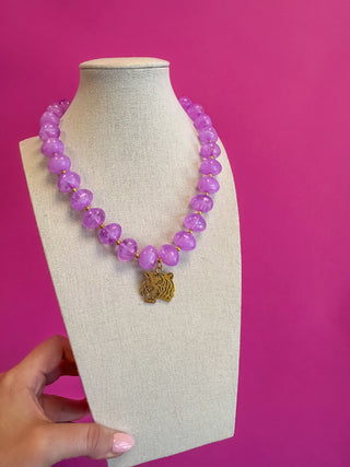 Lavender game day tiger charm necklace by Golden Lily - House of Me boutique Norman OK