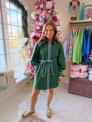 Susan button down dress front view - House of Me boutique Norman OK