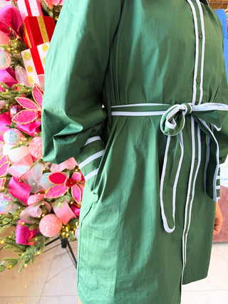 Susan button down dress close up view - House of Me boutique Norman OK
