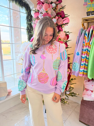 Belle Cher purple holiday sweater front view - House of Me boutique Norman OK