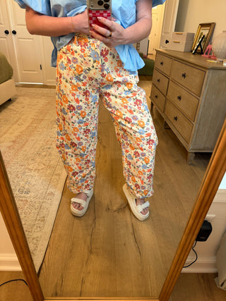 Meadow Floral Barrel Jeans back view - House of Me boutique Norman OK