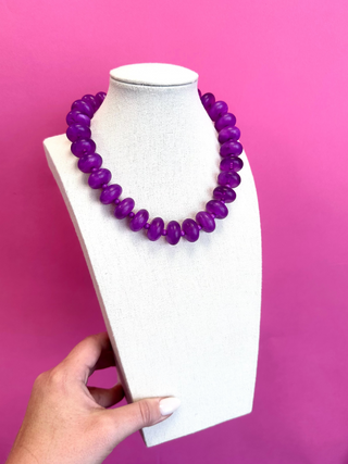 Purple circle bauble ball necklace by Golden Lily - House of Me boutique Norman OK